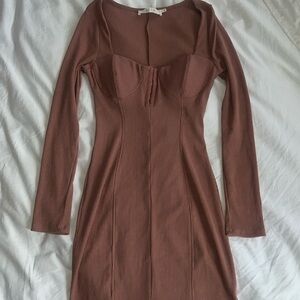 ASTR The Label Brand Girl Night Out Bodycon Dress S Pink Ribbed Mini Party Club